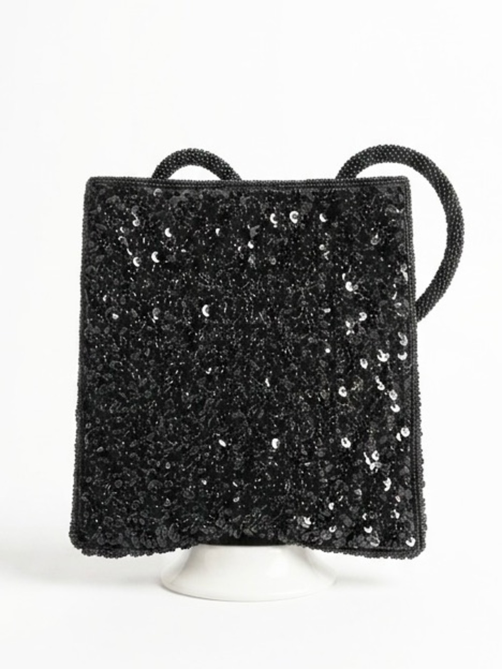 Bead and sequins evening black bag